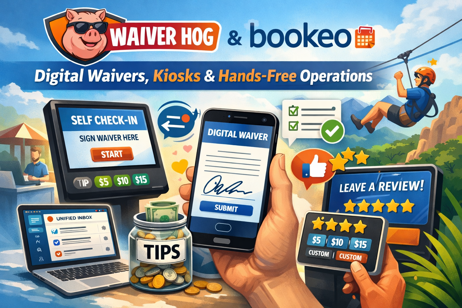 Why WaiverHog Is the Ultimate Bookeo Plugin for Digital Waivers, Kiosks, and Hands-Free Operations